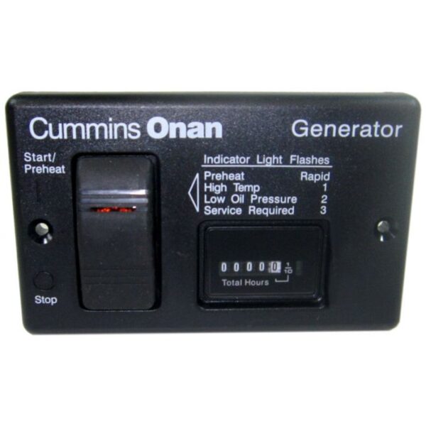 Cummins Onan Generator Accessory - 0300-4943, Start/Stop Switch And Analog Hour Meter Panel For Quiet Diesel Generators