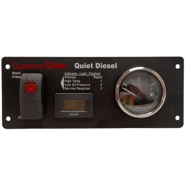 Cummins Onan Generator Accessory - 028-00035, Start/Stop Switch with LCD Hourmeter and Fuel Gauge Panel for Quiet Diesel Generators