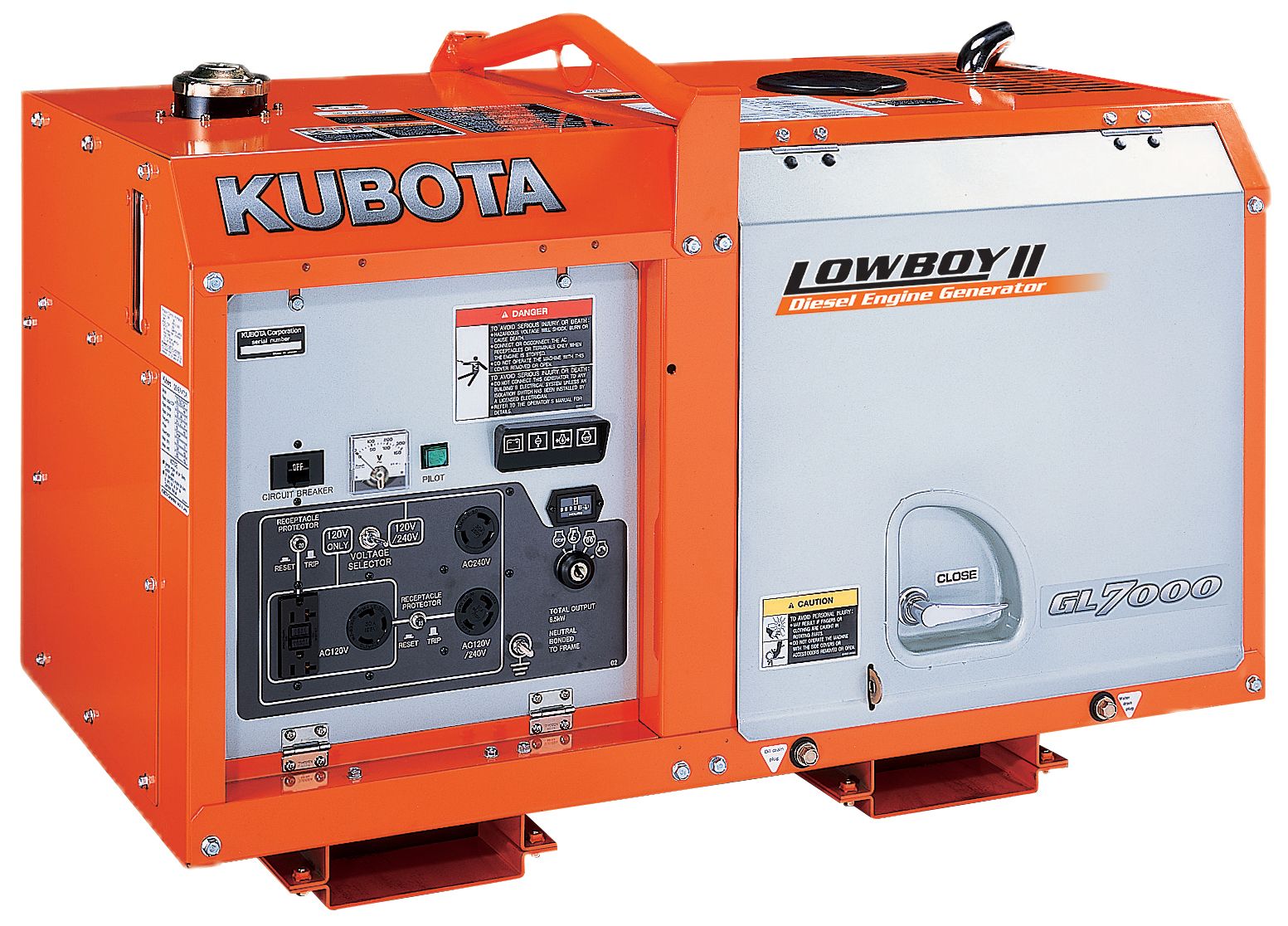 Kubota Lowboy II Diesel Generator - GL7000, 7 kW Standby, 6.5 kW Prime, Single-Phase, 120-240 Volt, Liquid-Cooled, Enclosed - Image 4