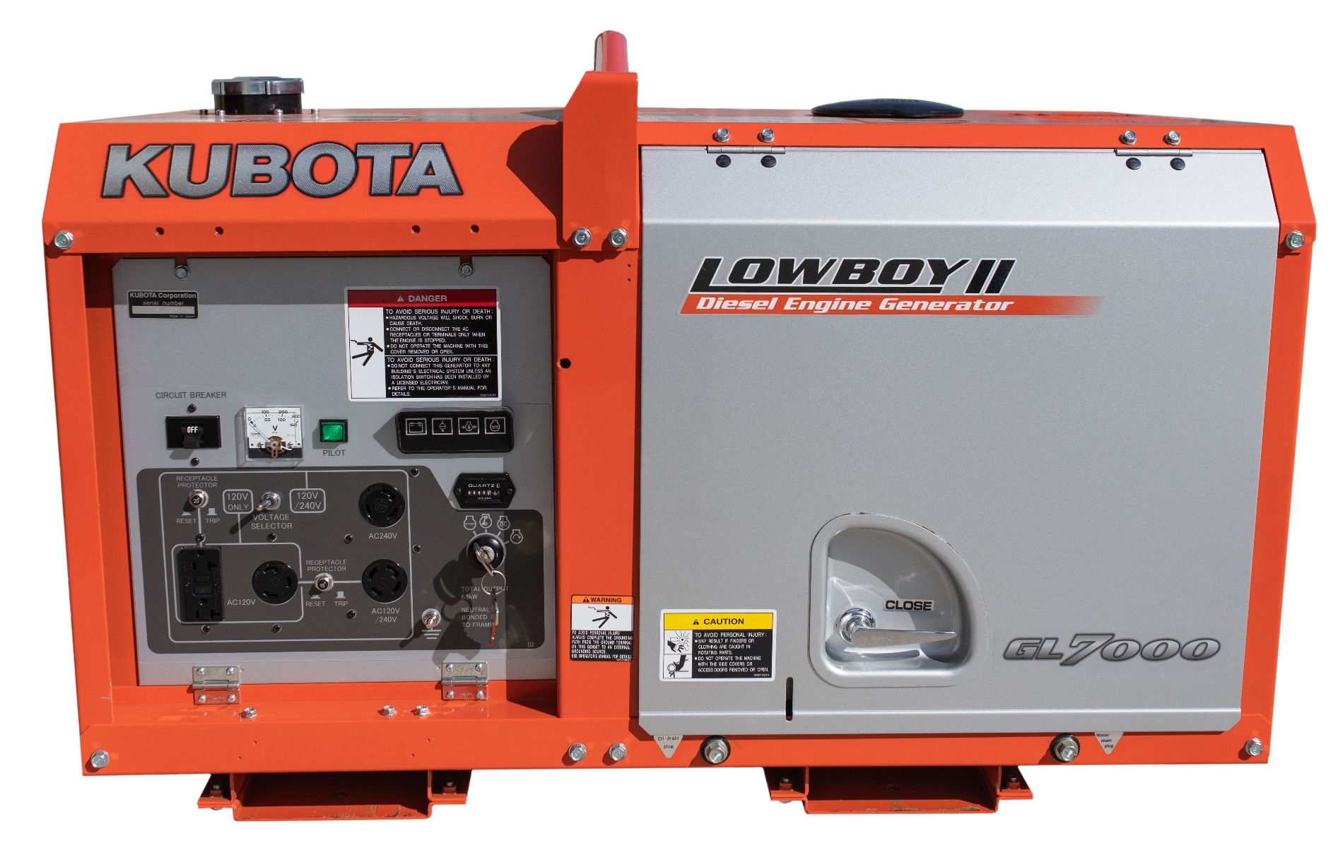 Kubota Lowboy II Diesel Generator - GL7000, 7 kW Standby, 6.5 kW Prime, Single-Phase, 120-240 Volt, Liquid-Cooled, Enclosed - Image 6