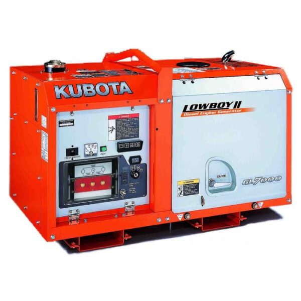 Kubota Lowboy II Diesel Generator - GL7000TM, 7 kW Standby, 6.5 kW Prime, Single-Phase, 120-240 Volt, Liquid-Cooled, Enclosed, Terminal Lugs