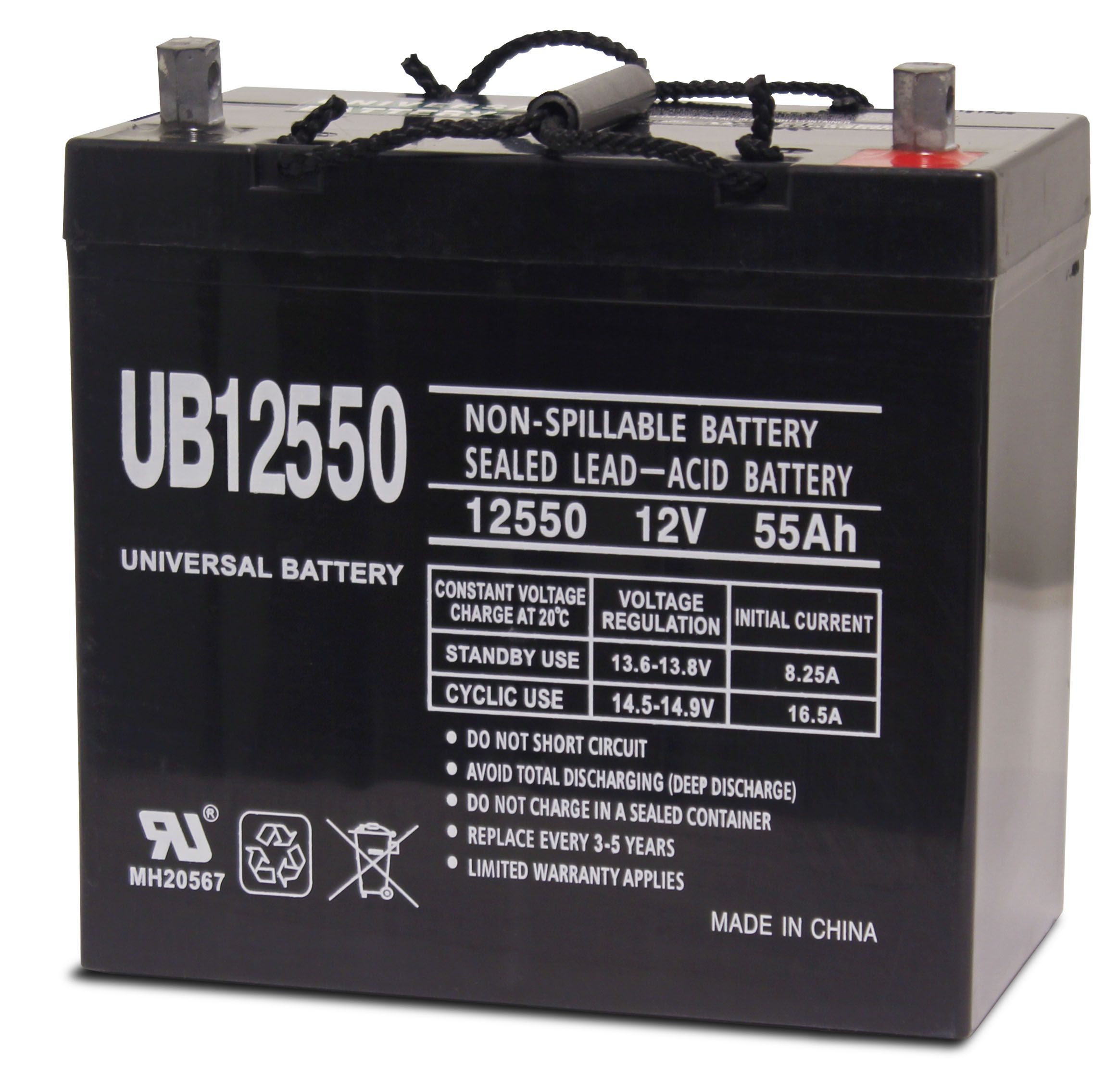 UPG UB12550 Generator Battery - 12 Volt, 55 Ah, AGM, Sealed, +Right - Image 2