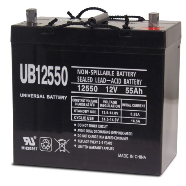 UPG UB12550 Generator Battery - 12 Volt, 55 Ah, AGM, Sealed, +Right