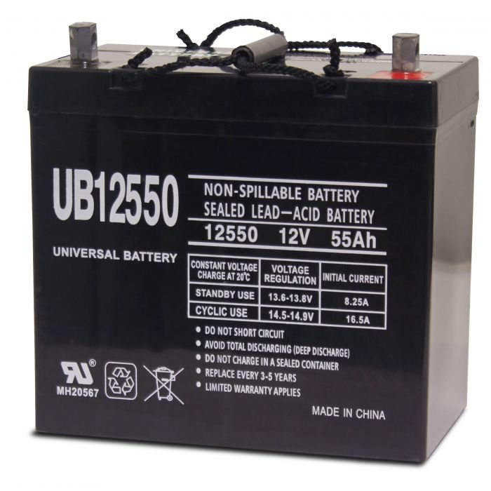 UPG UB12550 Generator Battery - 12 Volt, 55 Ah, AGM, Sealed, +Right