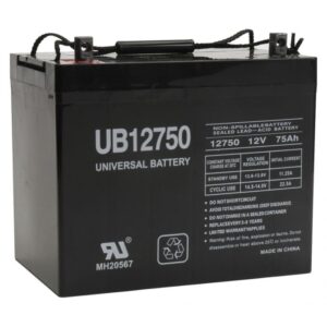 UPG UB12750 Generator Battery - 12 Volt, 75 Ah, AGM, Sealed, 433 CCA